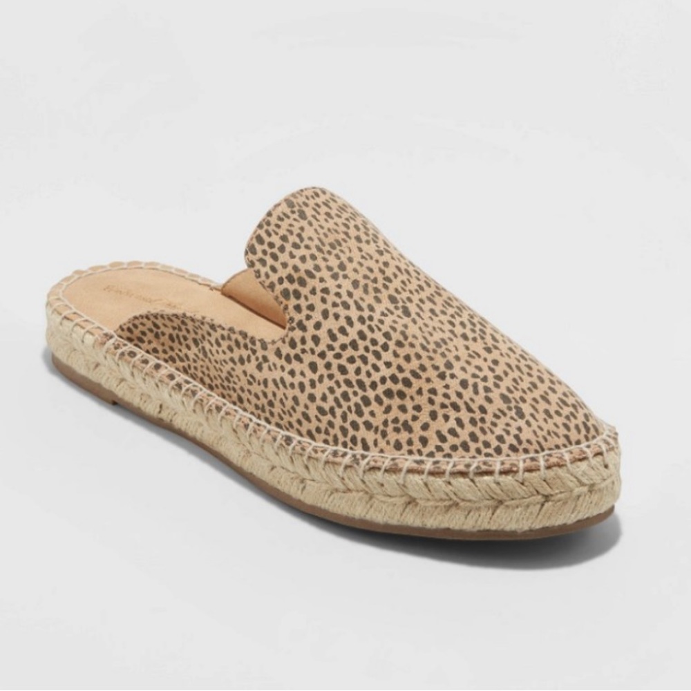 Universal Thread Clara Espadrille Flat Mules Leopard Print 6 ½ Tan Brown